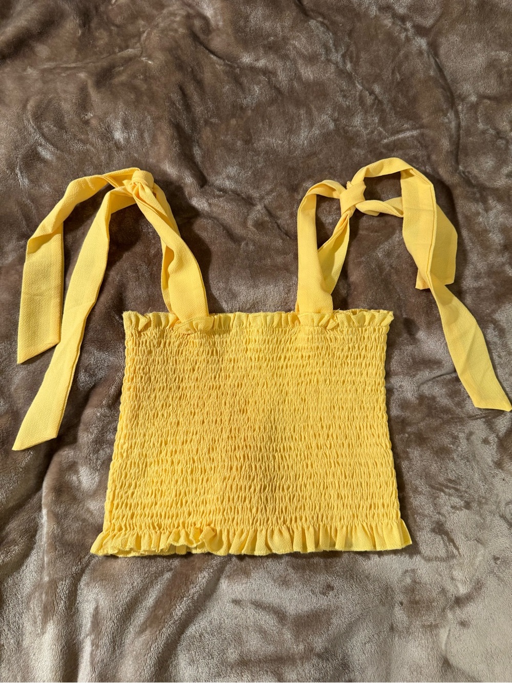Sunny Yellow Smocked Tie-Shoulder Camisole